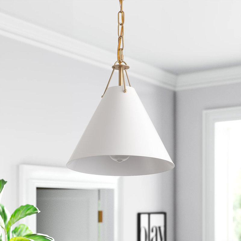 1-Light White Adjustable Iron Pendant