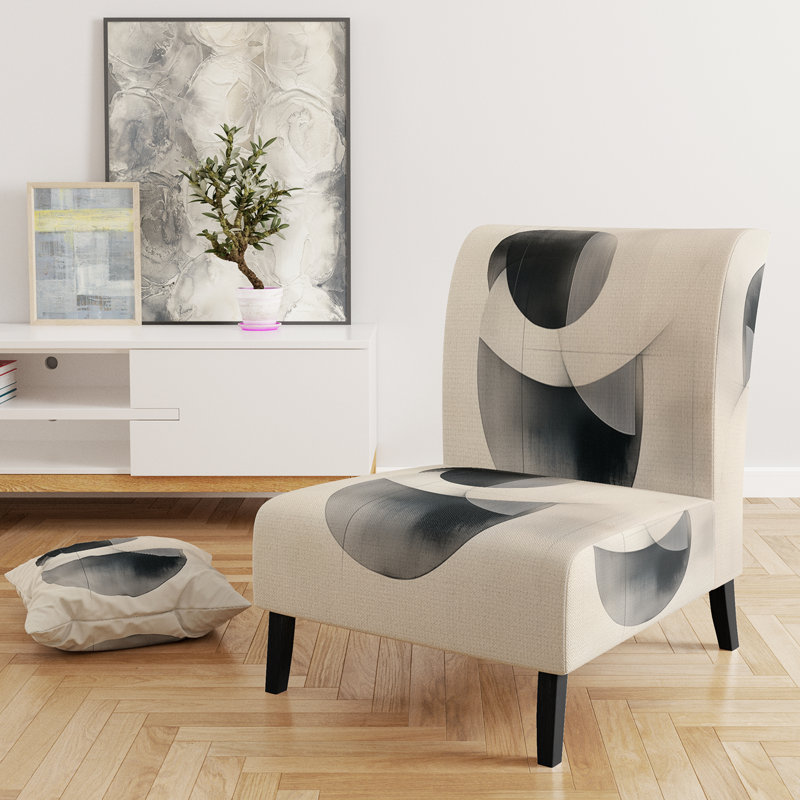 Fauteuil de chambre abstrait à formes abstraites - Fauteuil de chambre géométrique noir et blanc Minimal Curves