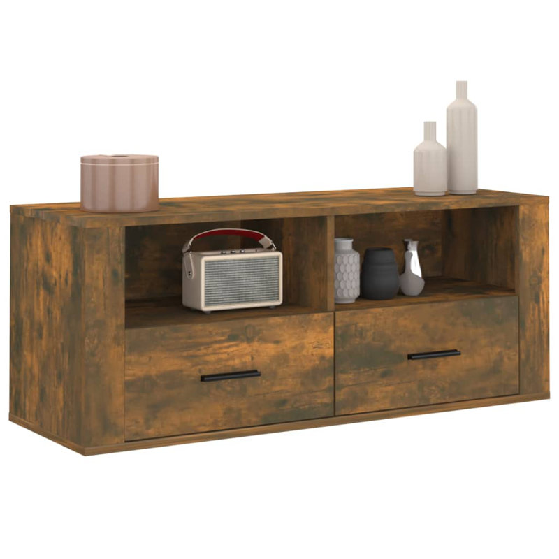 Katonia Unfinished TV Stand for TVs up to 43", Smoked Oak