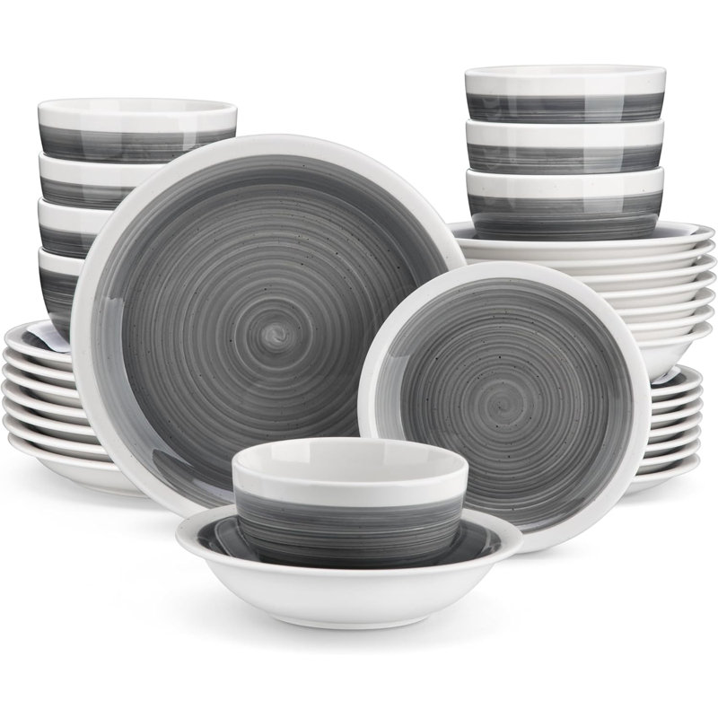 32 Piece Dinnerware Set, Service for 8, Grey