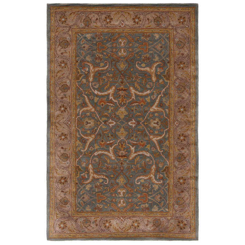 Cranmore Hand Tufted Wool/Cotton/Latex Oriental Rug in Blue/Beige, Rectangle 5' x 8'