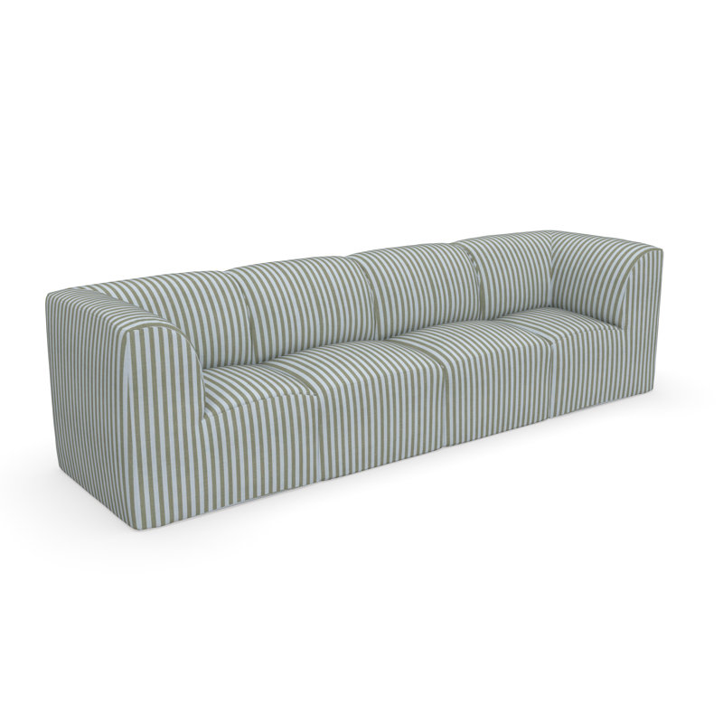 Fleener Essie 124" Sunbrella® Outdoor Sofa, Green Striped Sunbrella®