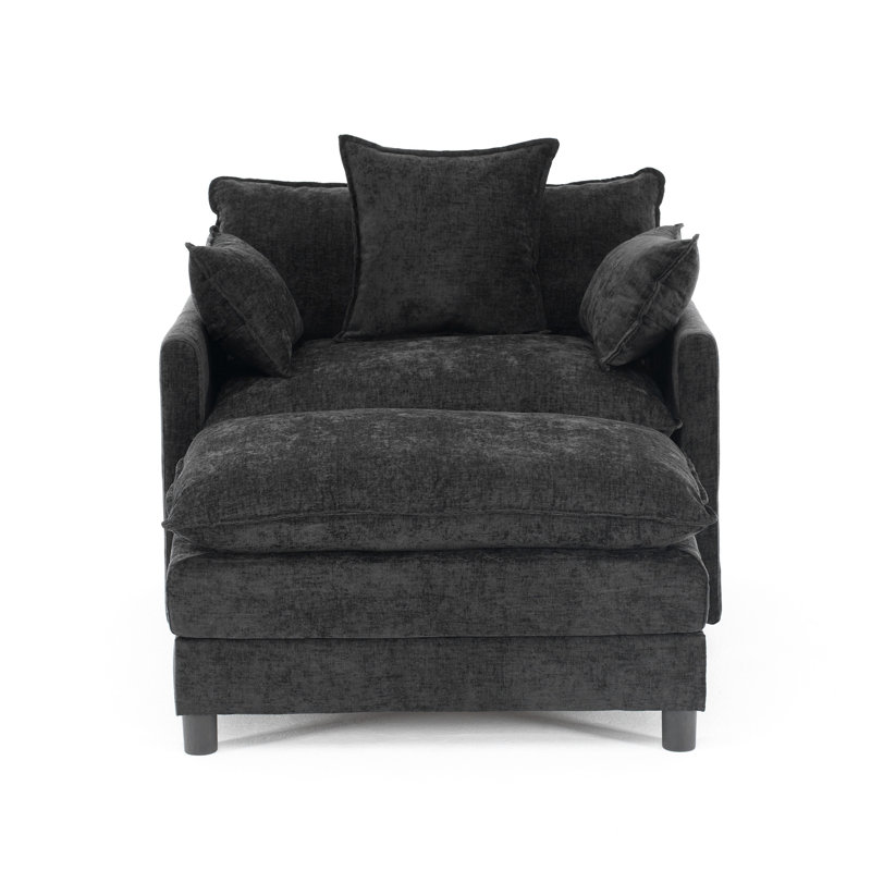 Chaise d'appoint moderne avec repose-pieds 39,4 po, Noir