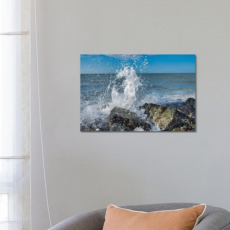 Waves Crashing On Rocks, Honeymoon Island State Park, Dunedin, Florida, USA by Lisa S. Engelbrecht - Wrapped Canvas Print