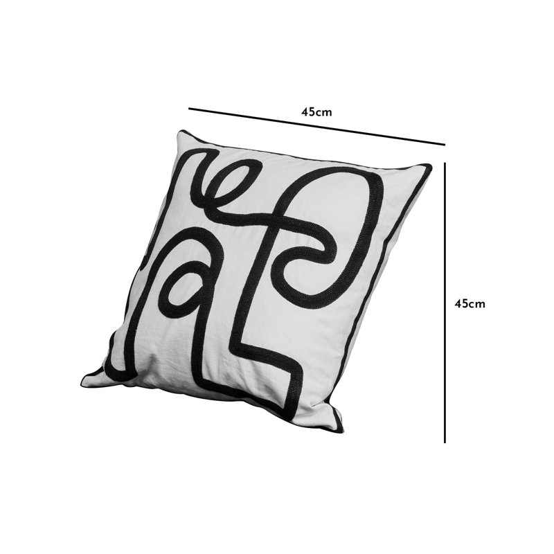 Bortola Abstract Square Euro Pillow Cover, Black