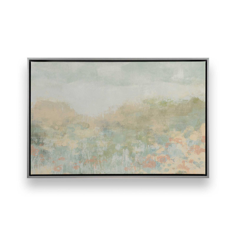 «Dreamy Meadow II» par June Erica Vess, reproduction d'art sur toile, Argent argent, H 32 po x l 48 po
