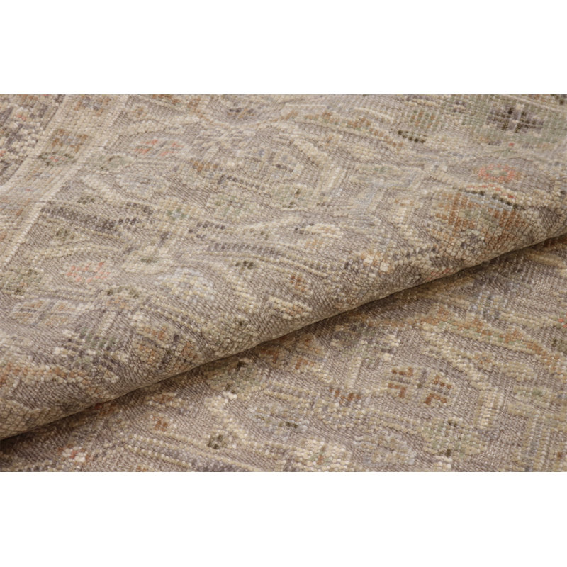 Tapis argenté en laine noué à la main Oushak