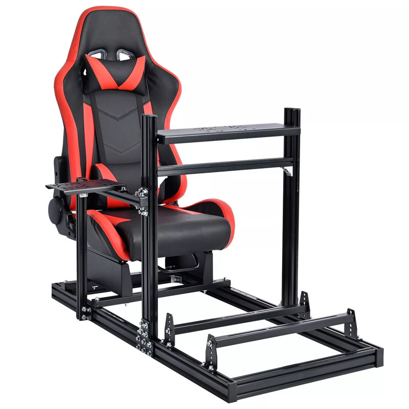Anman Gt/F1  Introductory Simulation Racing Cockpit 6030 Aluminum Racing Frame, Shift Panel With Additional Sidebar, And More Stable. Fit For Straight Drive Steering Wheel Gpro Csldd T818 , Includes Frame & Seat Only