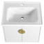 Lavabo de salle de bain mural, 24 po. Pour petites salles de bain, blanc brillant. Style moderne avec armoires à porte à fermeture en douceur. Bassin en céramique, exquis. Poignées en métal. Fabrication en contreplaqué, -. Assemblage-1411653126-1411653120