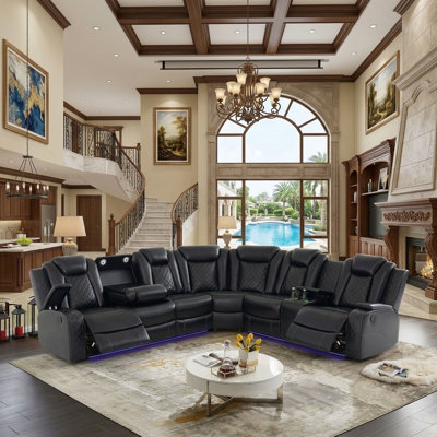Magean Leather 3-Piece Recliner Sofa Set