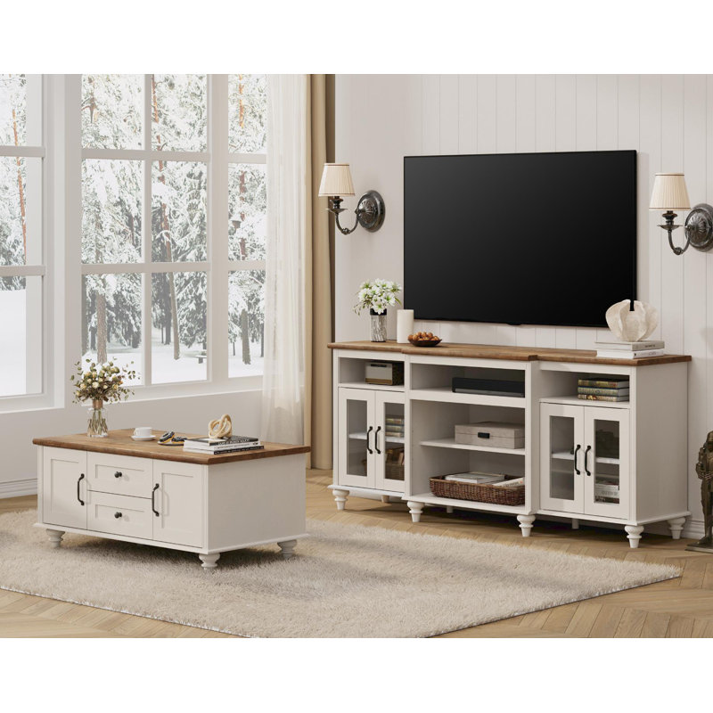 Meuble télé et table basse pour le salon, blanc