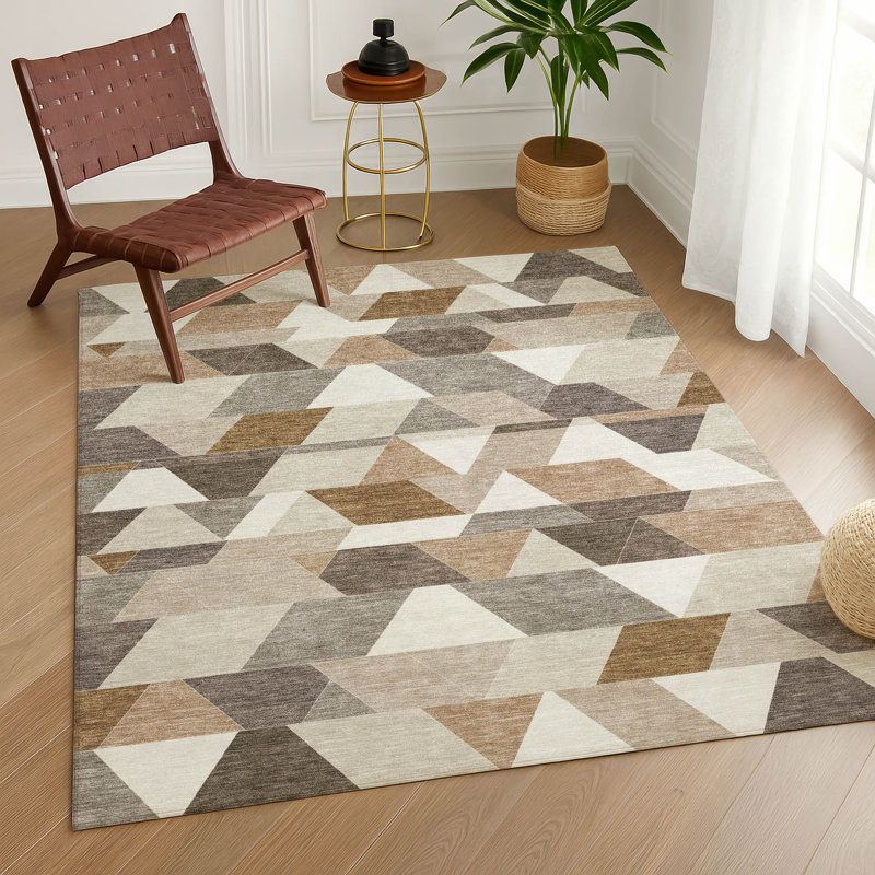 Machine Washable Indoor/Outdoor Chantille ACN2526 Geometric Rug, Ivory, Rectangle 10' x 14'