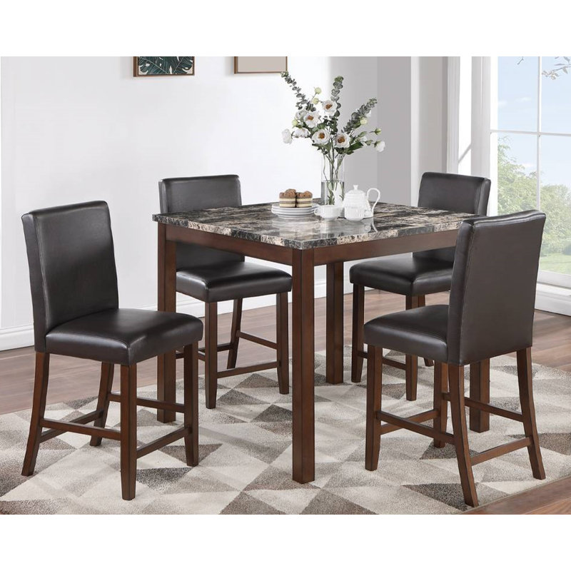 Giuseppa 5-Pcs Counter Height Dining Set, Espresso, Brown