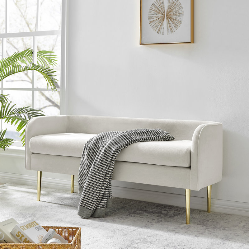 Priscila Velvet Upholstered Bench, Dainty Cream
