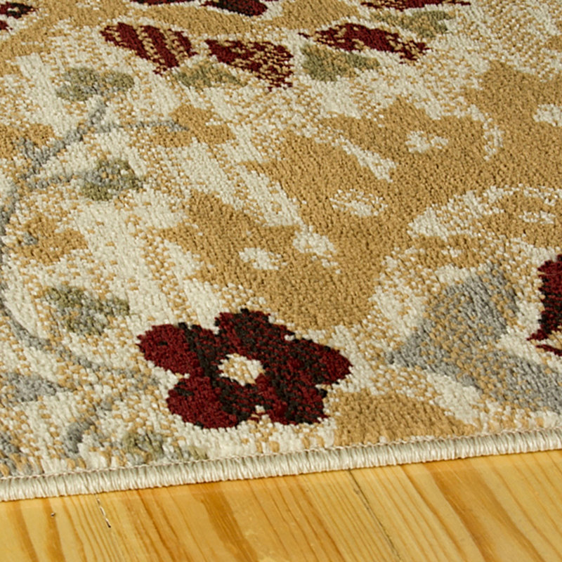 Tapis damassé tissé à la machine en brun / gris / ivoire, Rectangle 6 pi x 9 pi