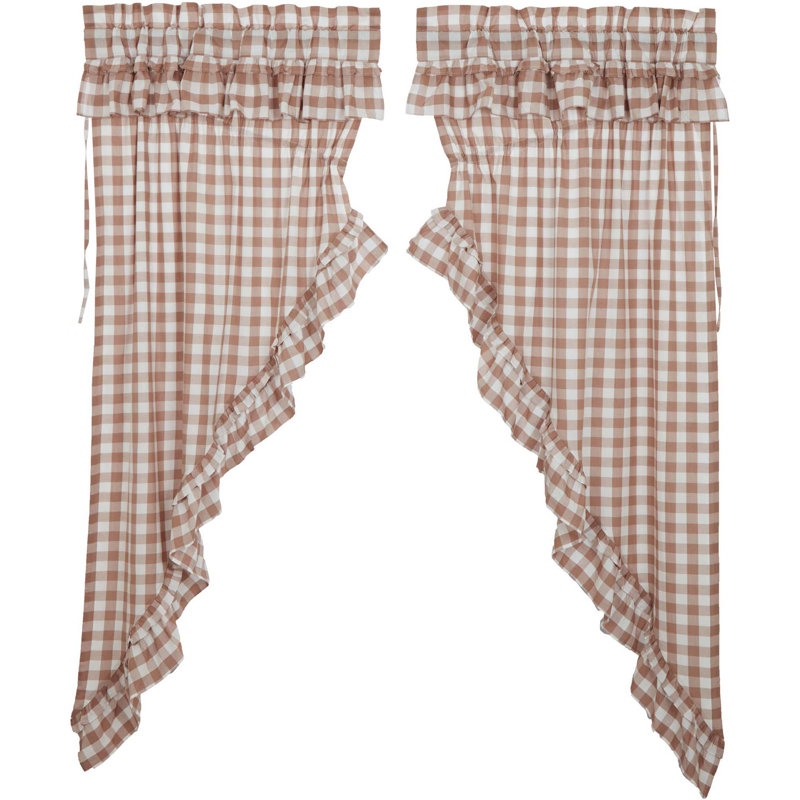  Annie Buffalo Check 100% Cotton Gingham Room Darkening Rod Pocket Curtain Panels, Portabella, 36" W x 63" L