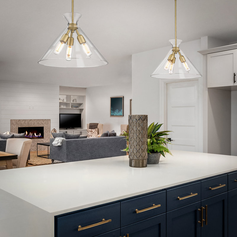 Elegant Malta Brushed Champagne Bronze Pendant Light with Clear Glass
