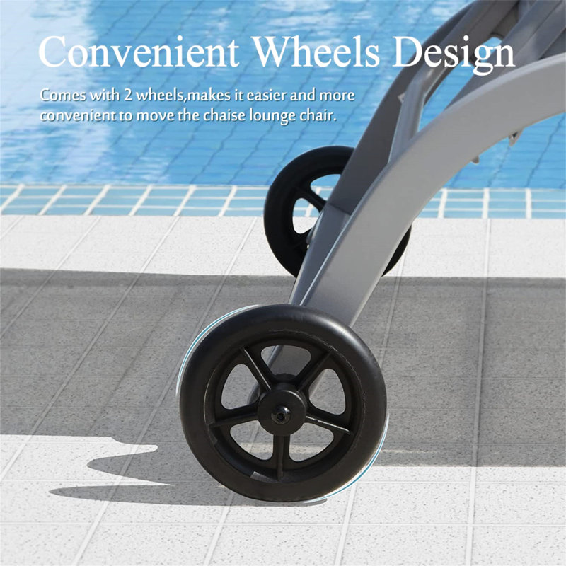 2 chaises longues grises. 5 options réglables, aluminium protégé, matériau, roues pour la mobilité, chaises longues de plage à assemblage facile - sièges très larges,, position