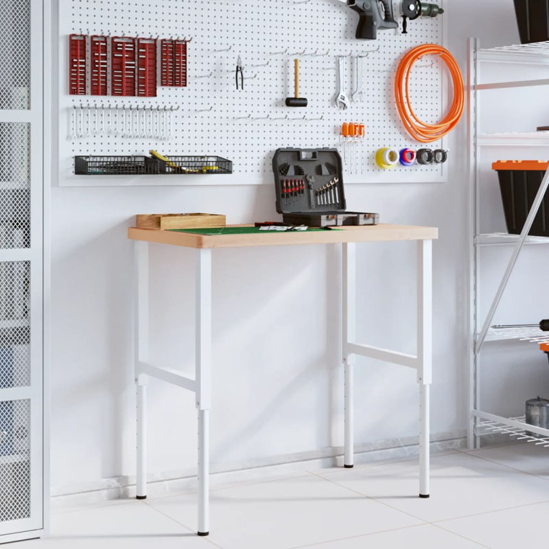 100cm W Solid Wood Top Height-Adjustable Workbench