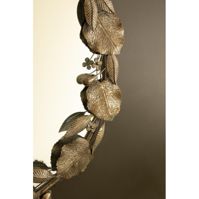 MIROIR RUSTIQUE RUSTIQUE AVEC DÉTAIL DE FEUILLE