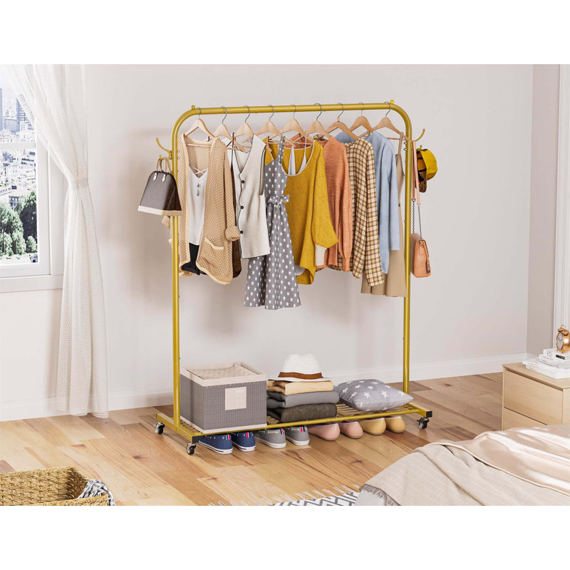 Bonville 100cm Rolling Clothing Rack, Gold
