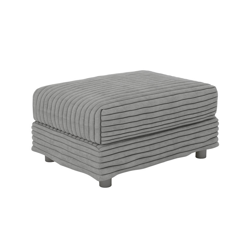 Plush Corduroy Ottoman To Combine With 2 Seater Sofa (Only Including Ottoman), Gray
