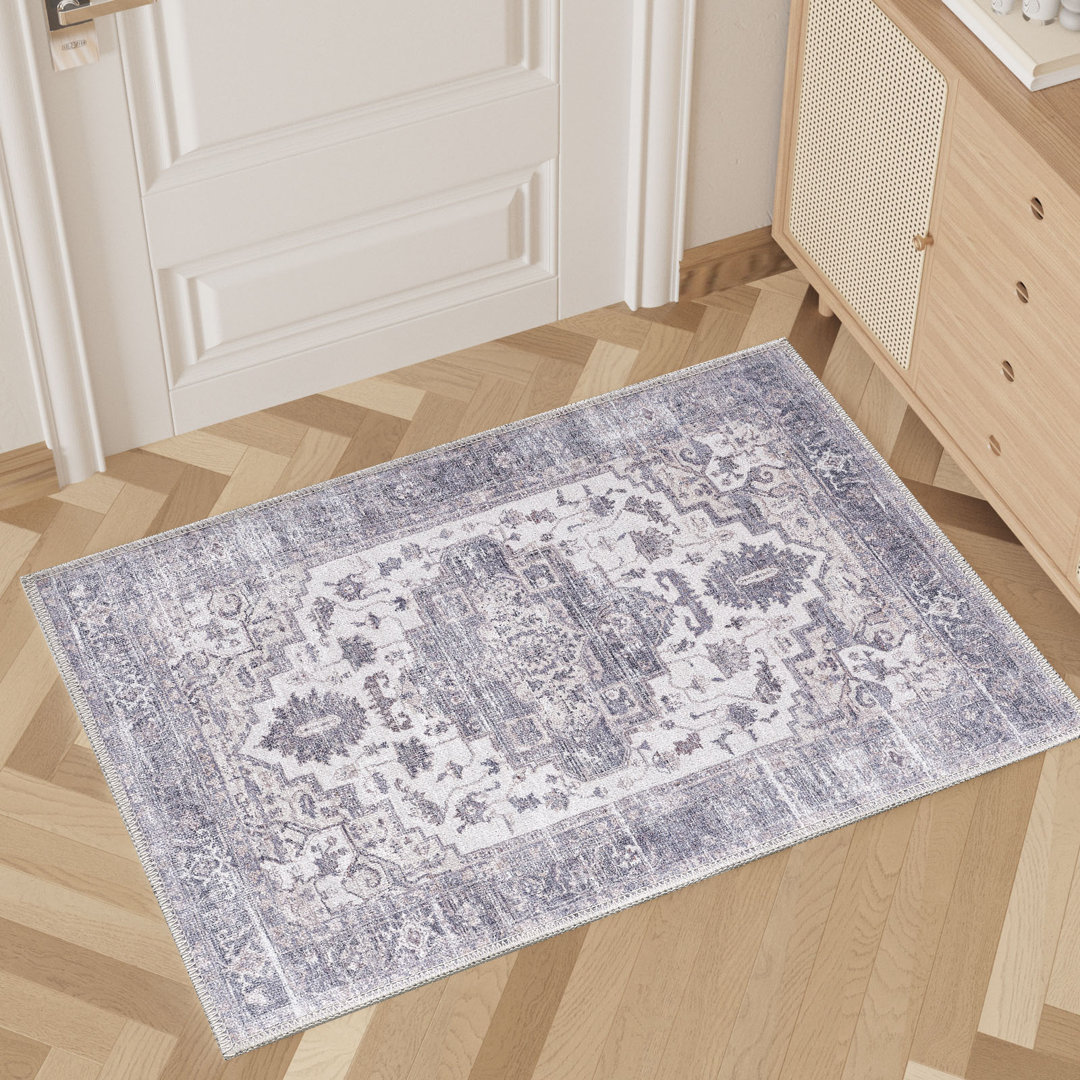 Zehorit Machine Washable Vintage Area Rug For Living Room, Hallway Runner, Entryway Rug Bungalow Rose Rug 