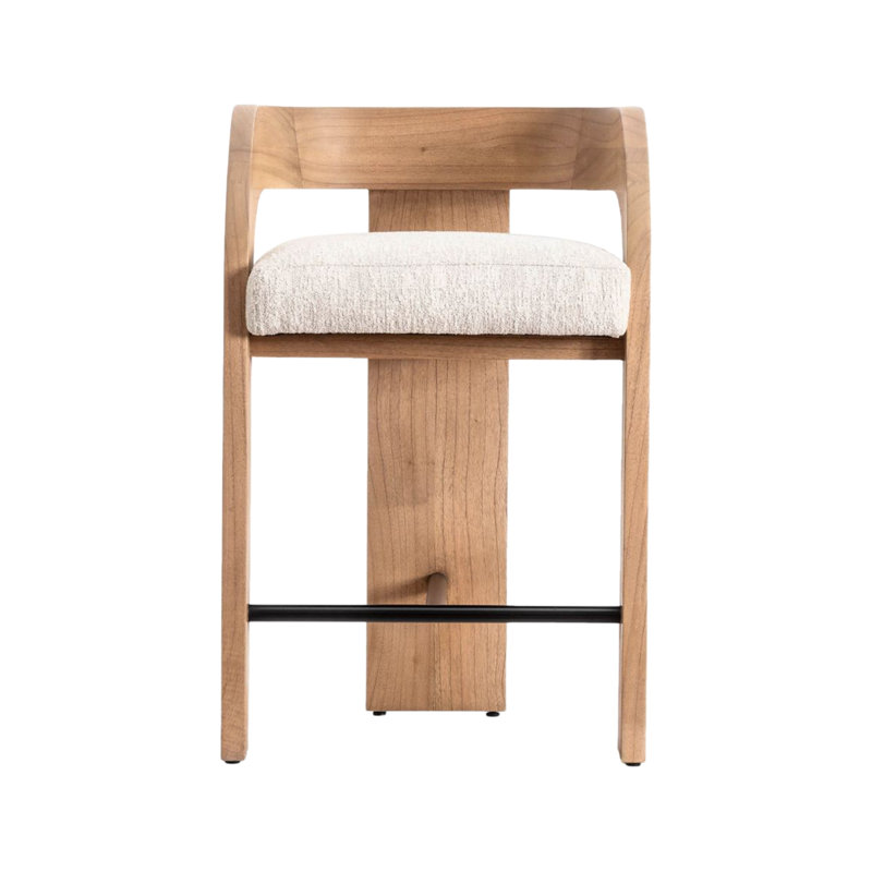 Tabouret de comptoir rembourré avec dossier en U et accoudoirs Equilibre