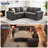 Waldorf 84.6" 5-Seat L-Shaped Sectional Sleeper Sofa with Pull-Out Bed & Storage-120921996