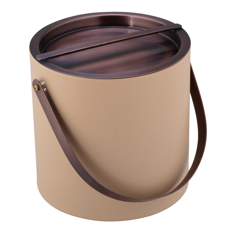 Seau à glace en similicuir Senetta, Beige / bronze huilé