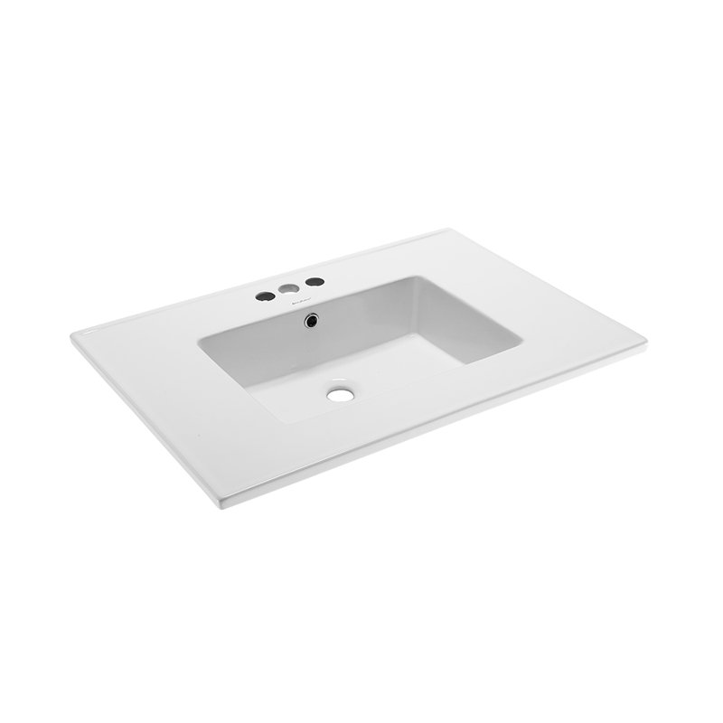 White Ceramic 31" Vanity Top Sink with Centerset Faucet Holes