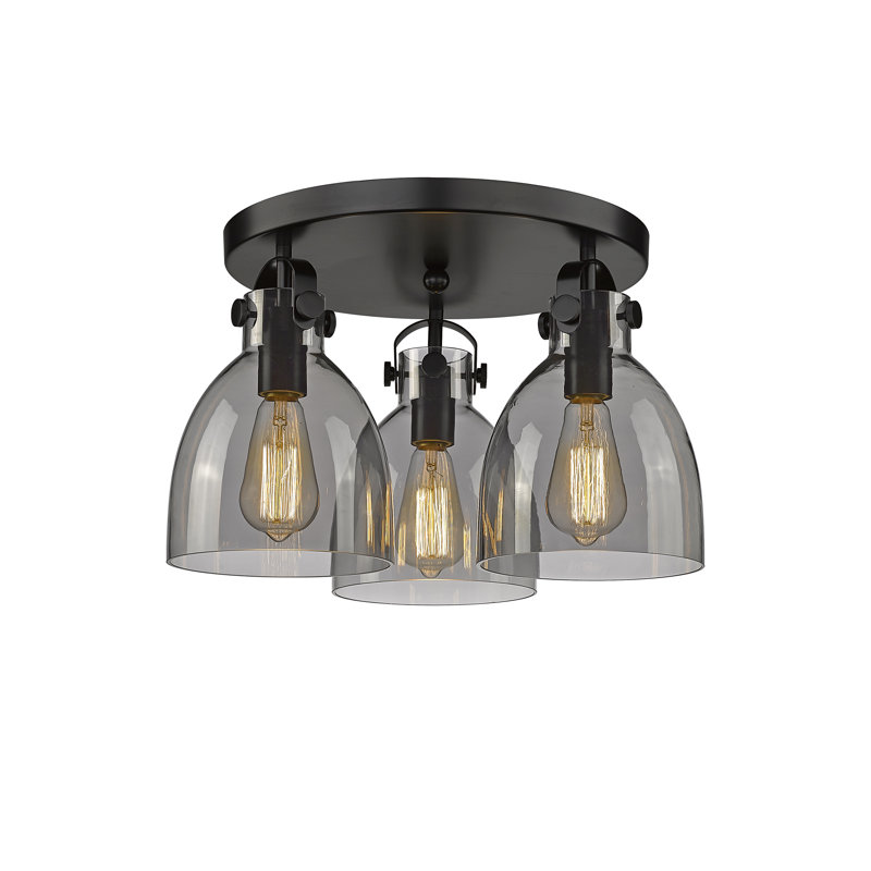 Smeltertown Glass Flush Mount, Plated Smoke, Matte Black