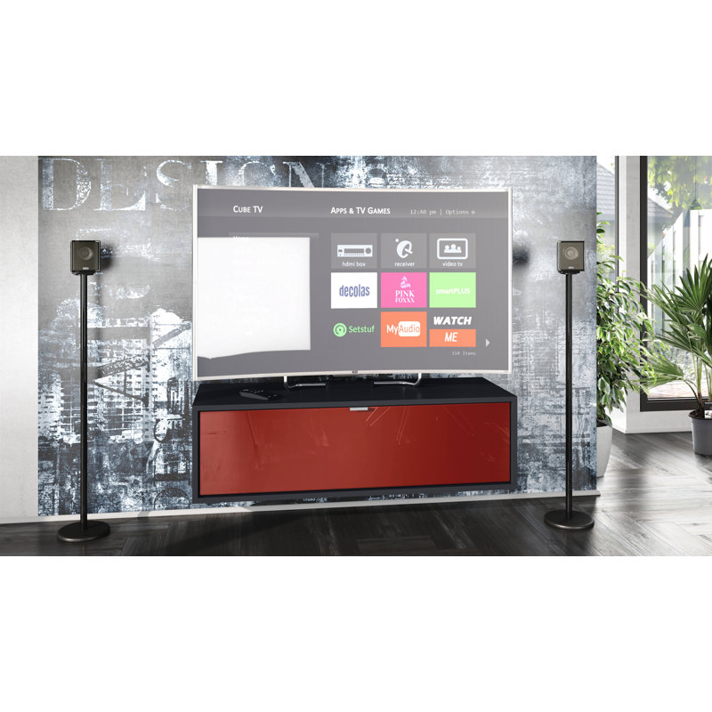 Mccaffrey TV Stand for TVs up to 55", Black/Bordeaux High Gloss