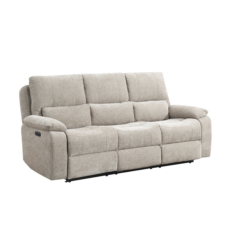 Tation Chenille Electric 3 Seater Reclining Sofa, Fossil