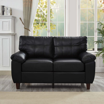 59" Loveseat Modern Design Faux Leather Couch,Living Room Sofa With Storage,Big Armrest Sofa,Upholstered Breathable PU Leather Sofa