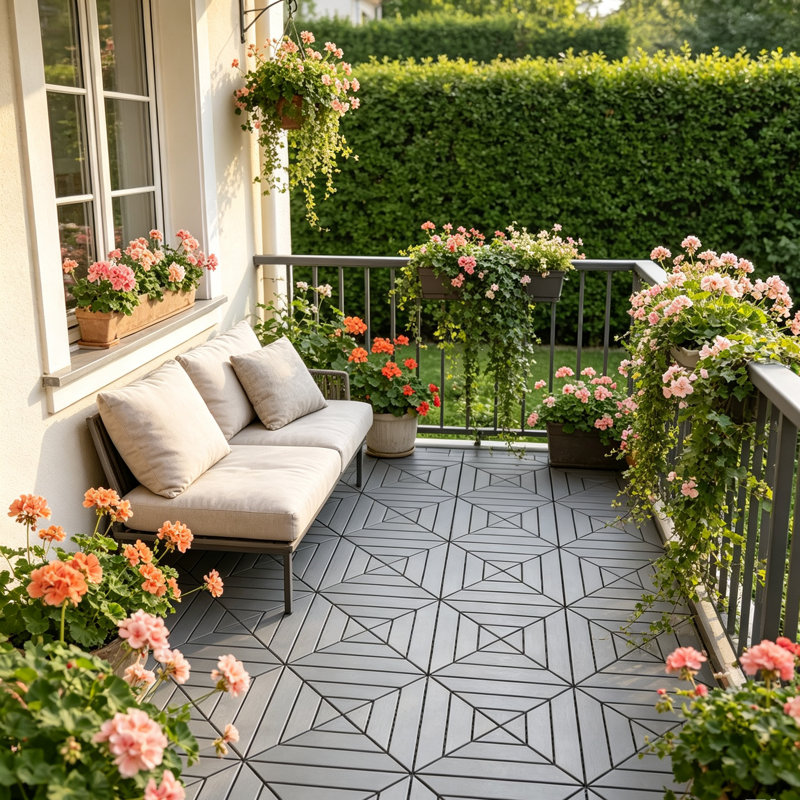 Revêtement de sol imperméable à l'eau en plastique 12 po x l 12 po pour terrasse, balcon et cour arrière