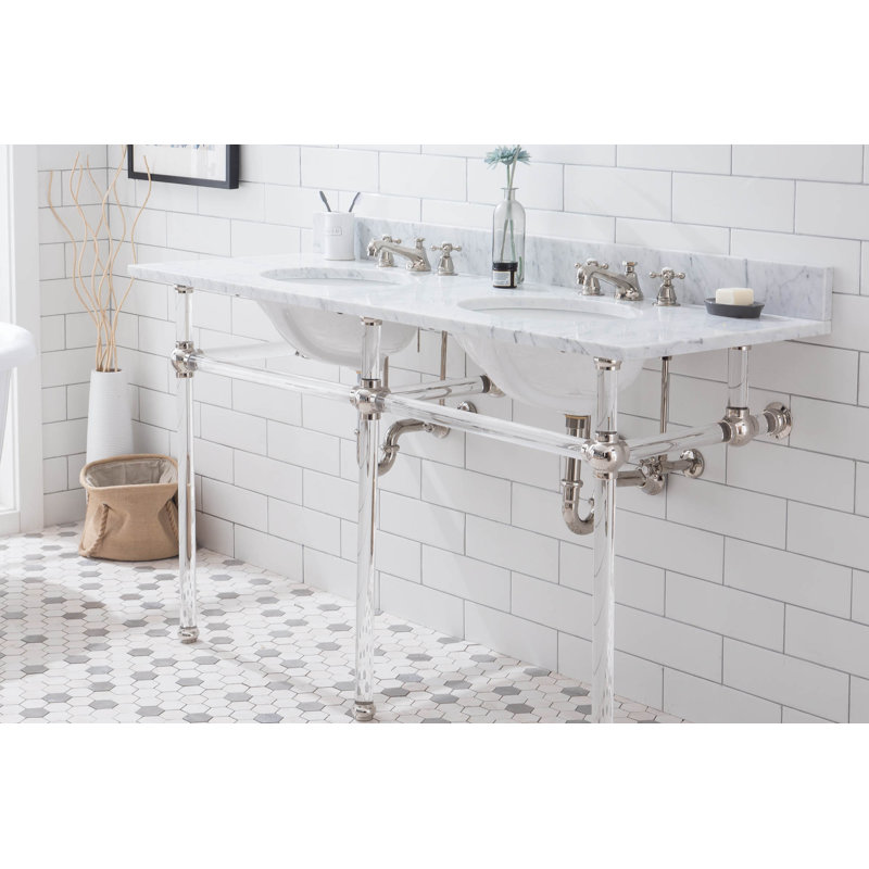 Empire 50.75'' W Double Bathroom Vanity Base, Polished Nickel