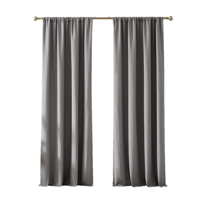 Paire de rideaux semi-transparents en polyester, L 50 po x L 84 po, Gris