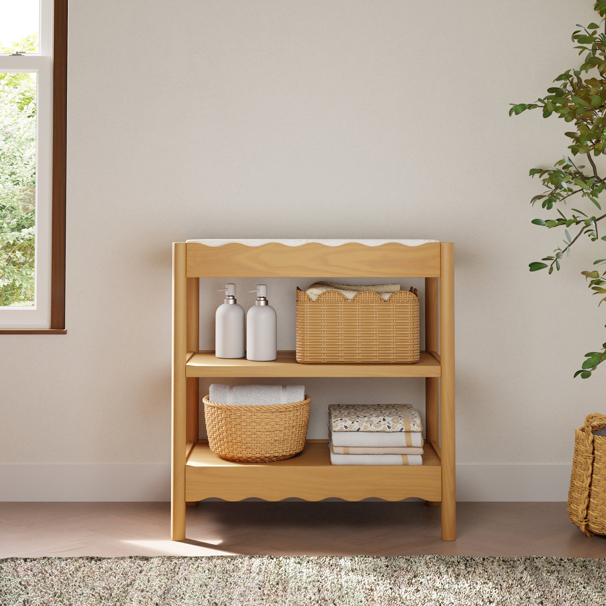Swell Solid Wood Changing Table , Yellow