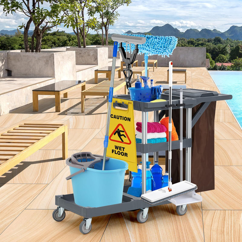 Chariot de nettoyage commercial sur roulettes
