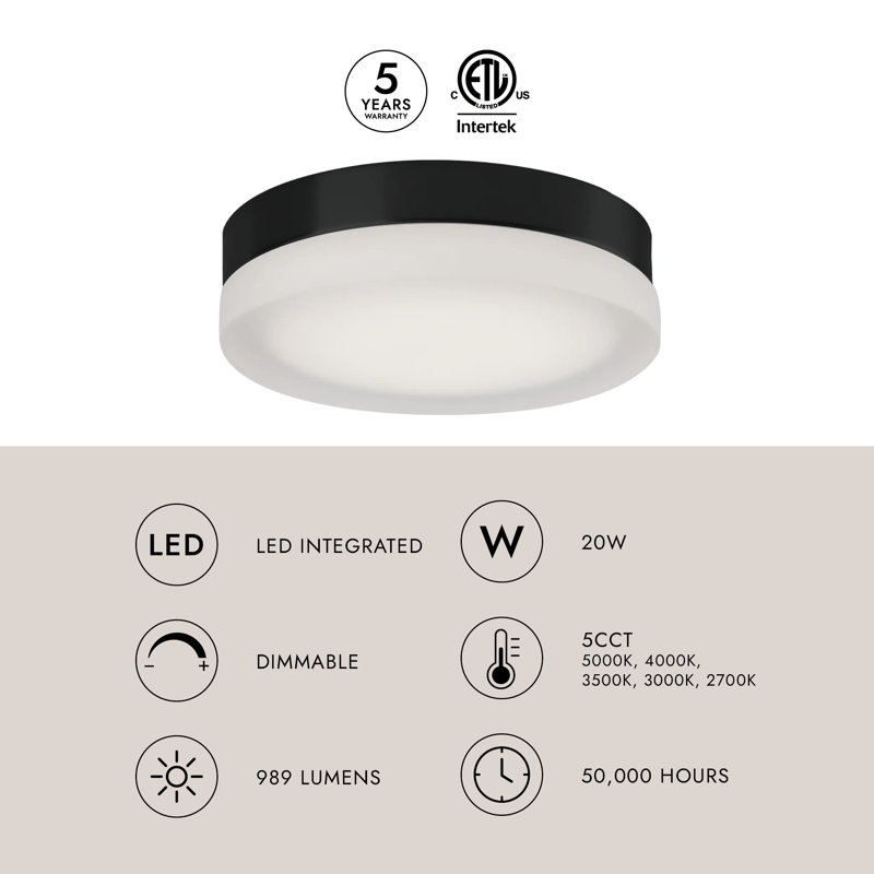 Bedford 1 - Light LED Flush Mount, Black/Frosted