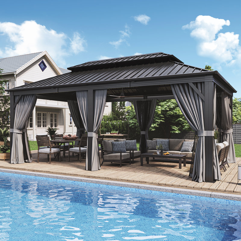 20 pi L 12 pi. D Pavillon de jardin en aluminium