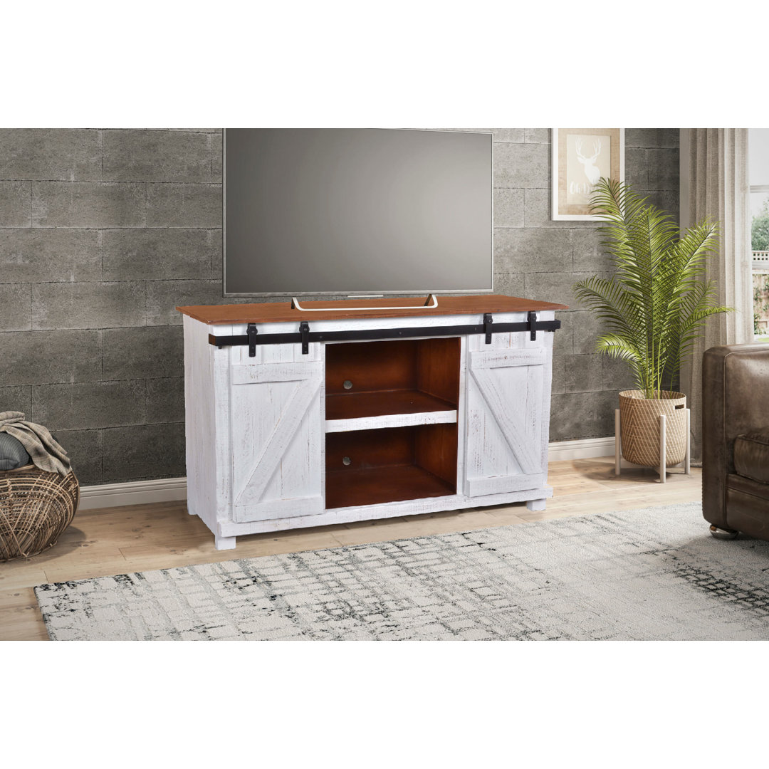 Gracie Oaks Stowe Barn Door Console | Media Cabinet | TV Stand | Rustic Brown Gracie Oaks 