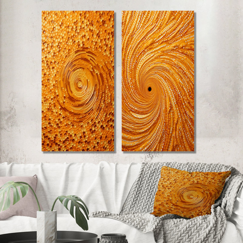 «Abstract Orange Swirl Collages II», ensemble de 2 reproductions d'art abstrait, H 28 po x l 25 po, Toile tendue