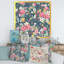 Roses rétro et jaune sur bleu marine - Impression sur toile-67464491-67464504