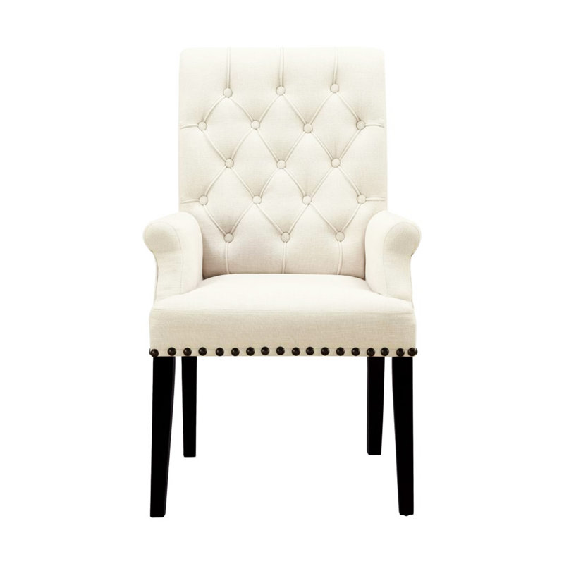 Fauteuil rembourré en tissu, beige, chaise de salle à manger rembourrée, chaise de salle à manger, chaise de cuisine