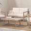 Ensemble de causeuse et table basse d'extérieur en bois d'acacia avec coussins, délavé brun, beige