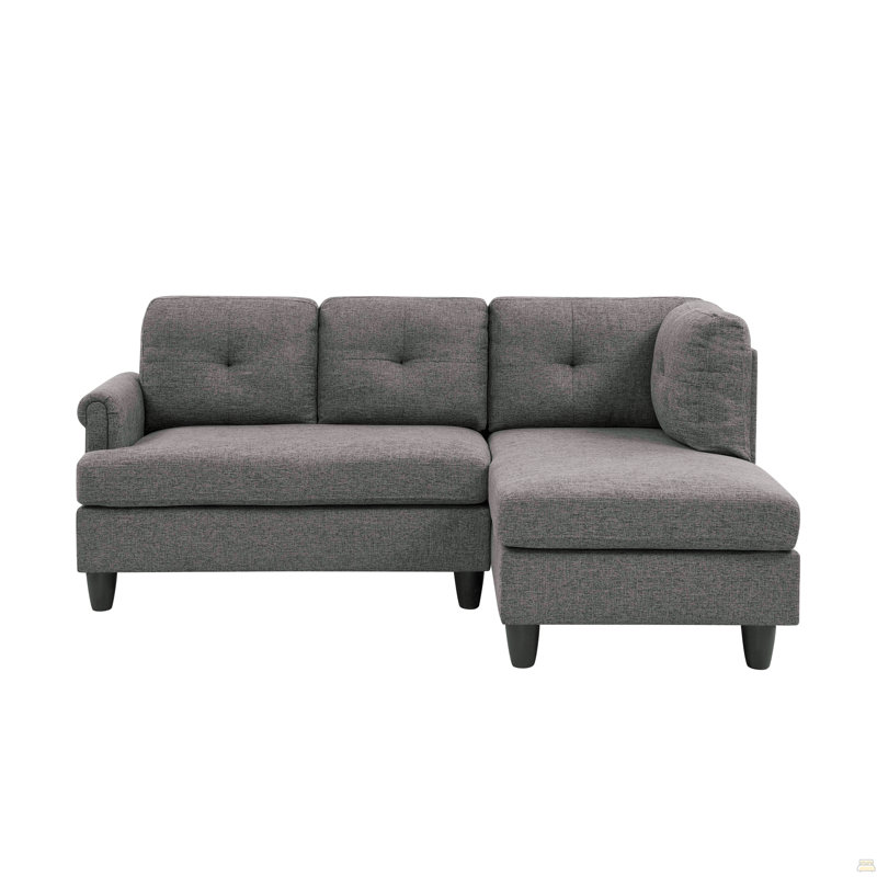 2 - Piece Upholstered Sectional, Gray Polyester