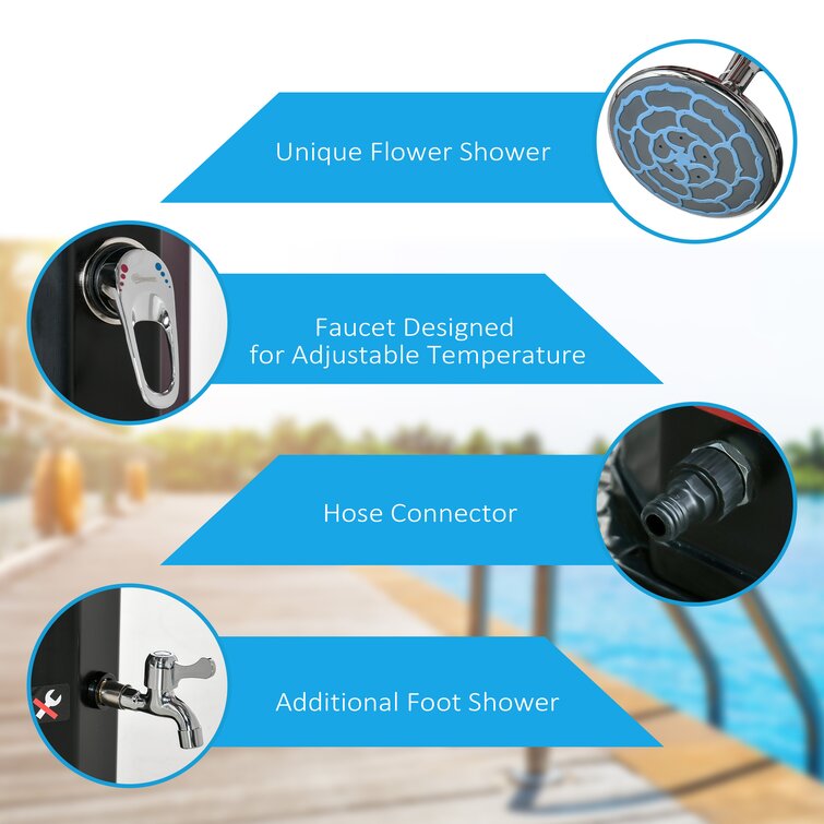 Outsunny 9.2 Gallon Solar Heated Shower With Free-Rotating Shower Head And  Foot Shower Faucet, Hot And Cold Adjustment For Outdoor Backyard Poolside  Beach Pool Spa & Reviews - Wayfair Canada