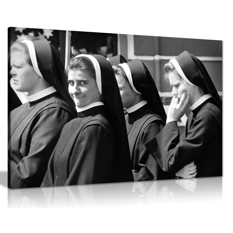 Grinning Nun - Wrapped Canvas Art Prints, 20cm H x 31cm W
